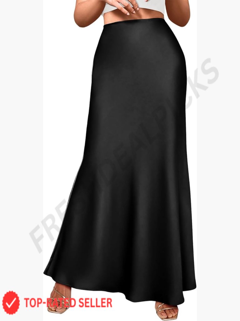 Satin Maxi Skirt Elegant Mermaid Hem High Waist Business Casual Cocktail Party